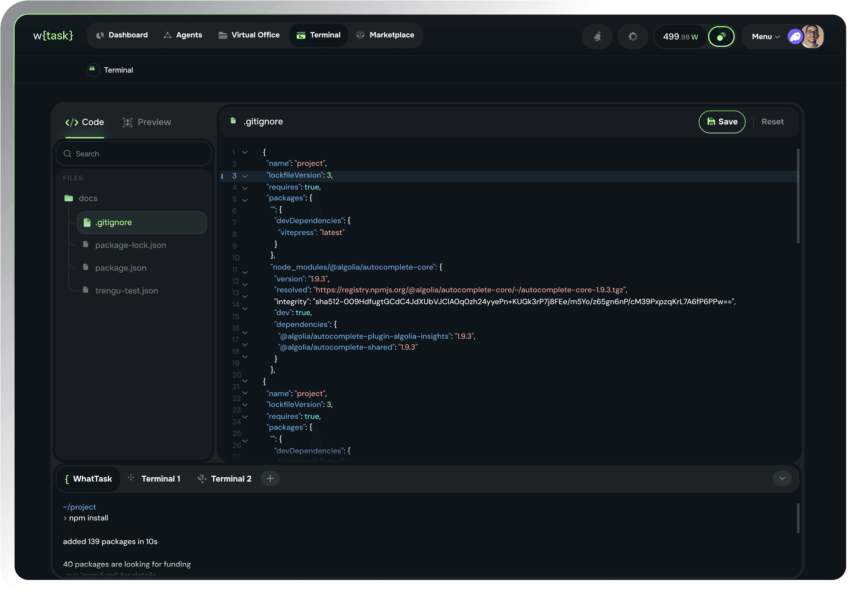 Terminal for Commands